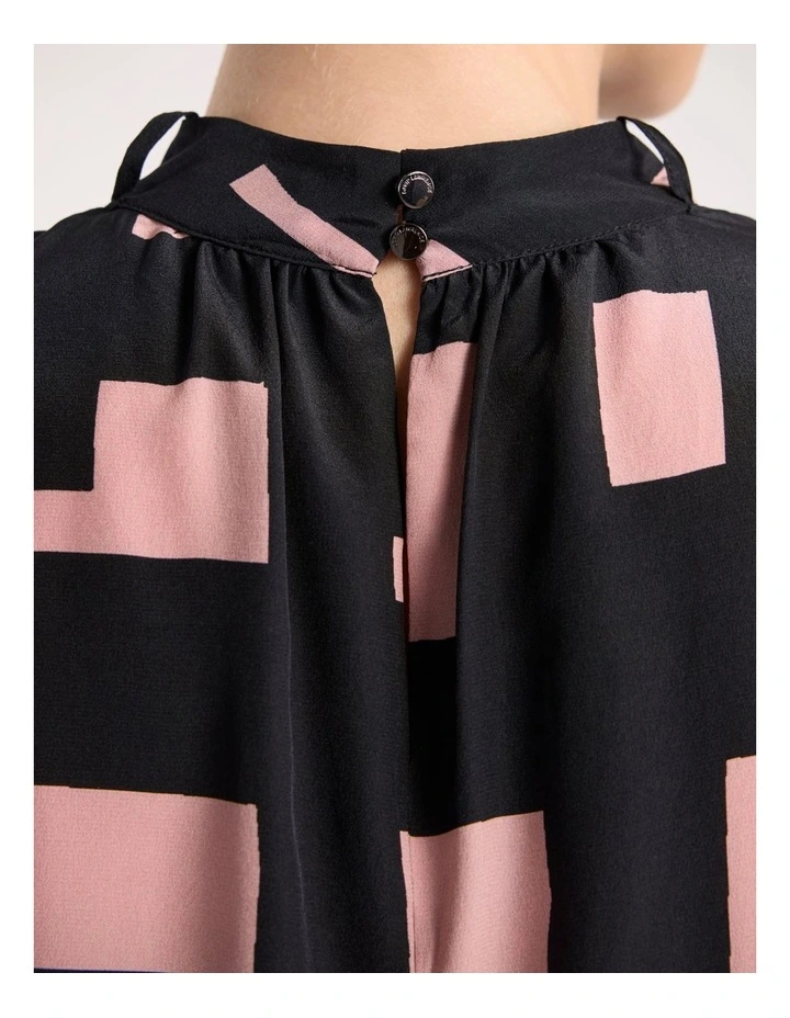 Sali Silk Scarf Top in Black Multi image 5