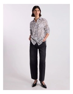Helena Cotton Shirt in Ivory/Black