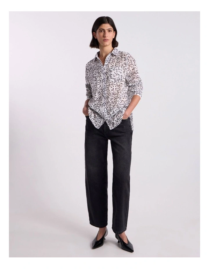 Helena Cotton Shirt in Ivory/Black image 1