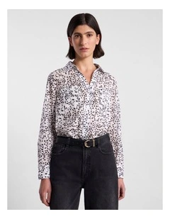 Helena Cotton Shirt in Ivory/Black