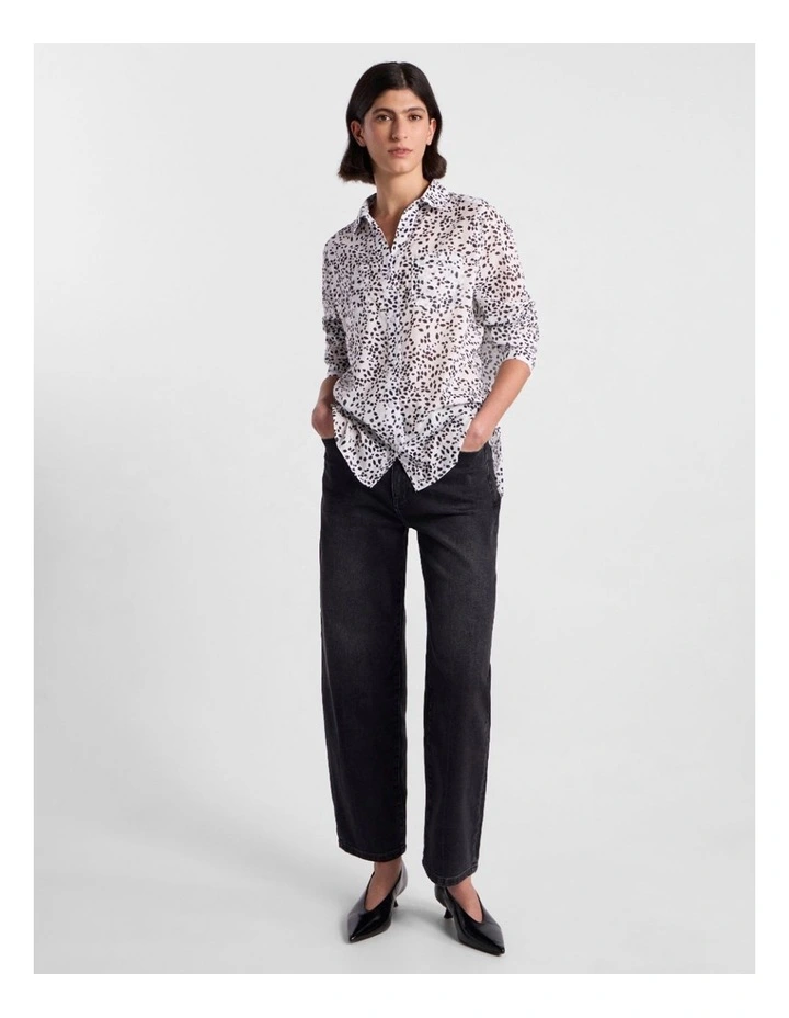 Helena Cotton Shirt in Ivory/Black image 2