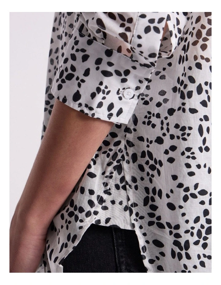 Helena Cotton Shirt in Ivory/Black image 3