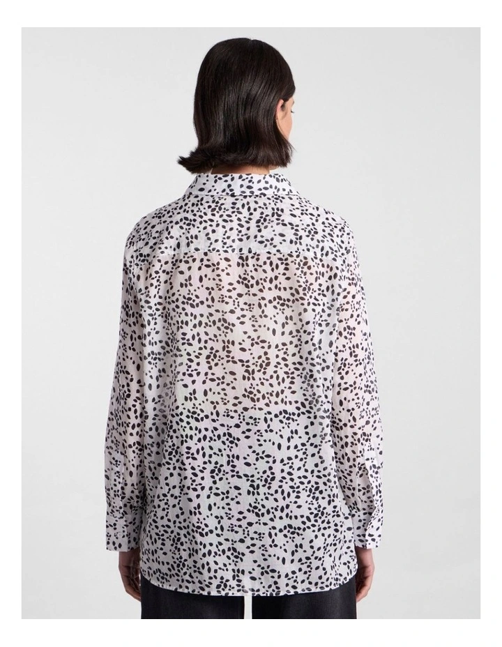 Helena Cotton Shirt in Ivory/Black image 3