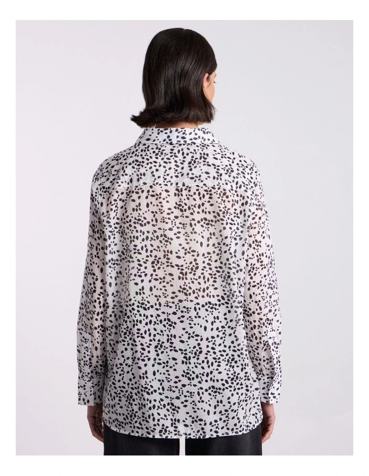 Helena Cotton Shirt in Ivory/Black image 5
