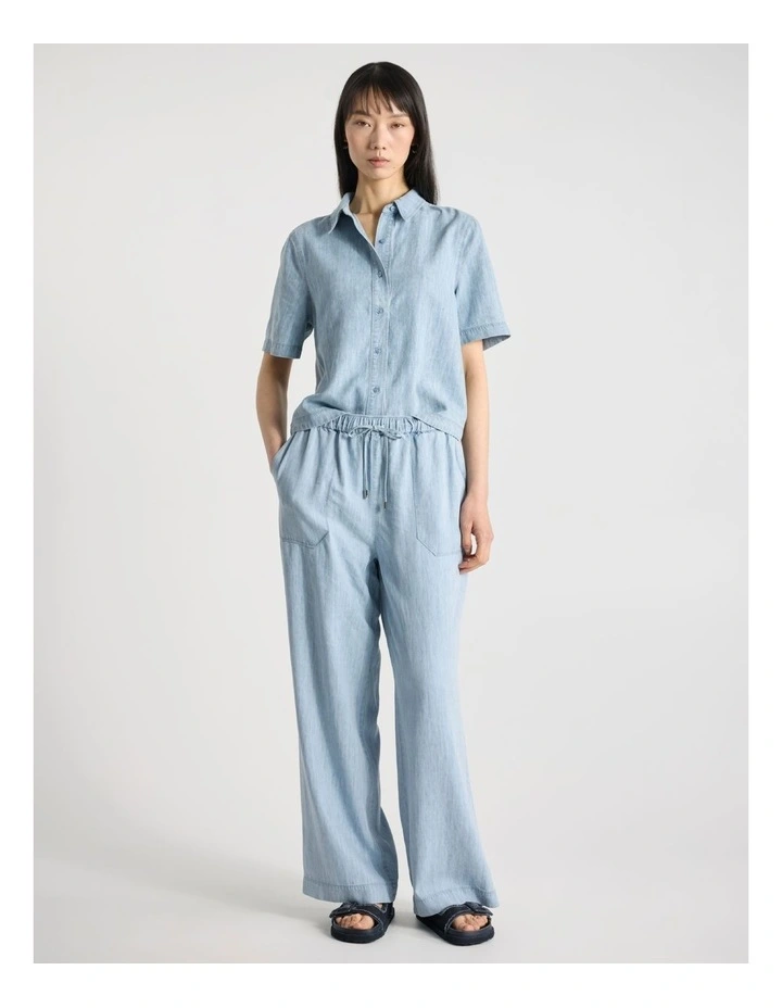Monroe Linen Blend Shirt in Washed Blue image 2