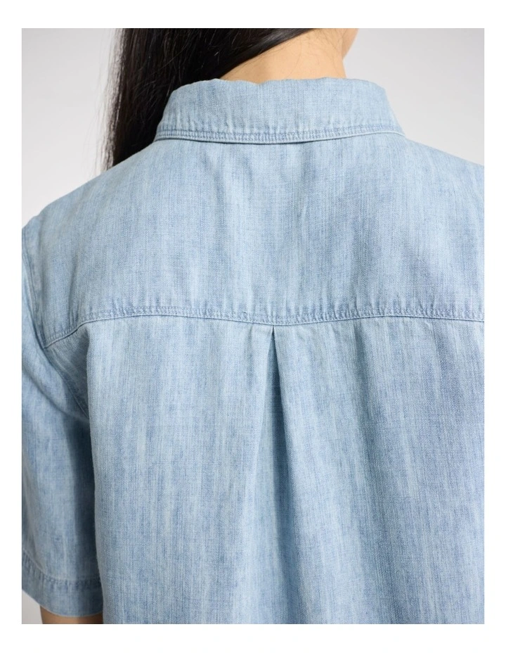 Monroe Linen Blend Shirt in Washed Blue image 4