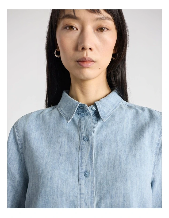 Monroe Linen Blend Shirt in Washed Blue image 5