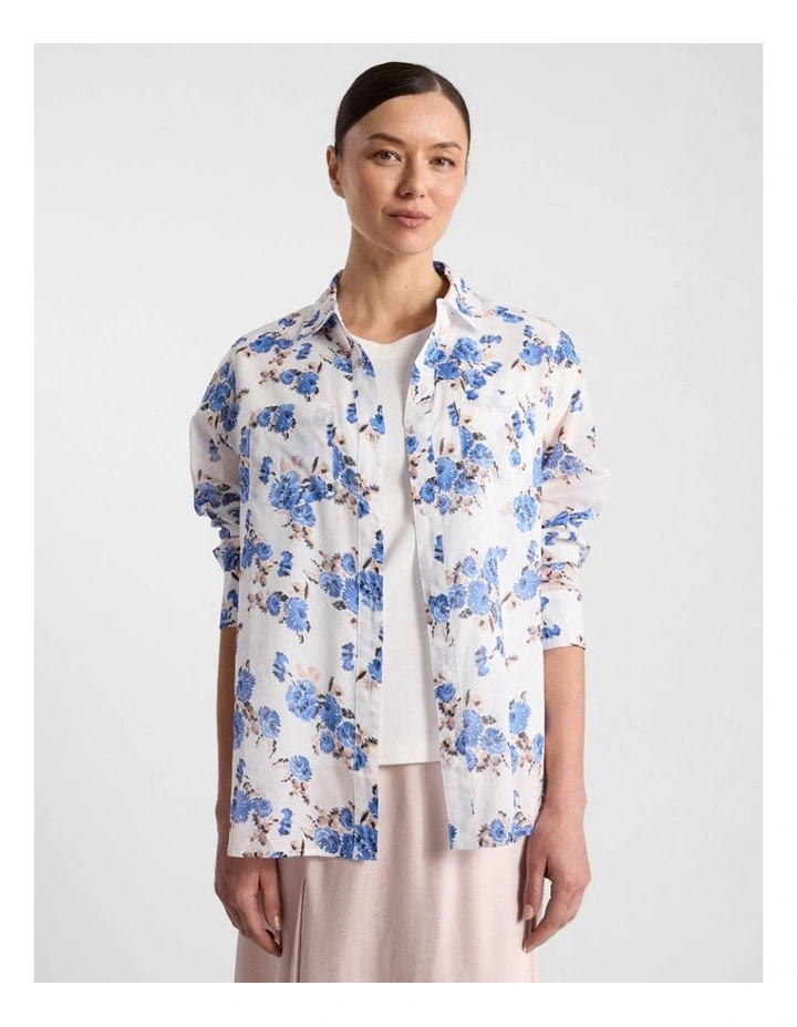 Fran Cotton Shirt in Ivory Multi image 1