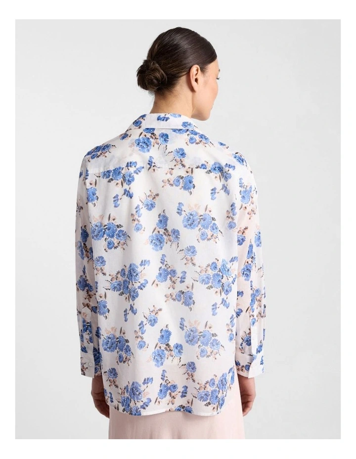 Fran Cotton Shirt in Ivory Multi image 3