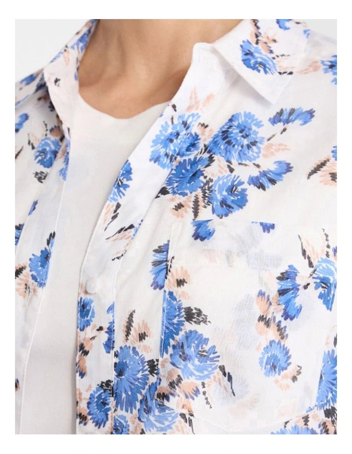 Fran Cotton Shirt in Ivory Multi image 4