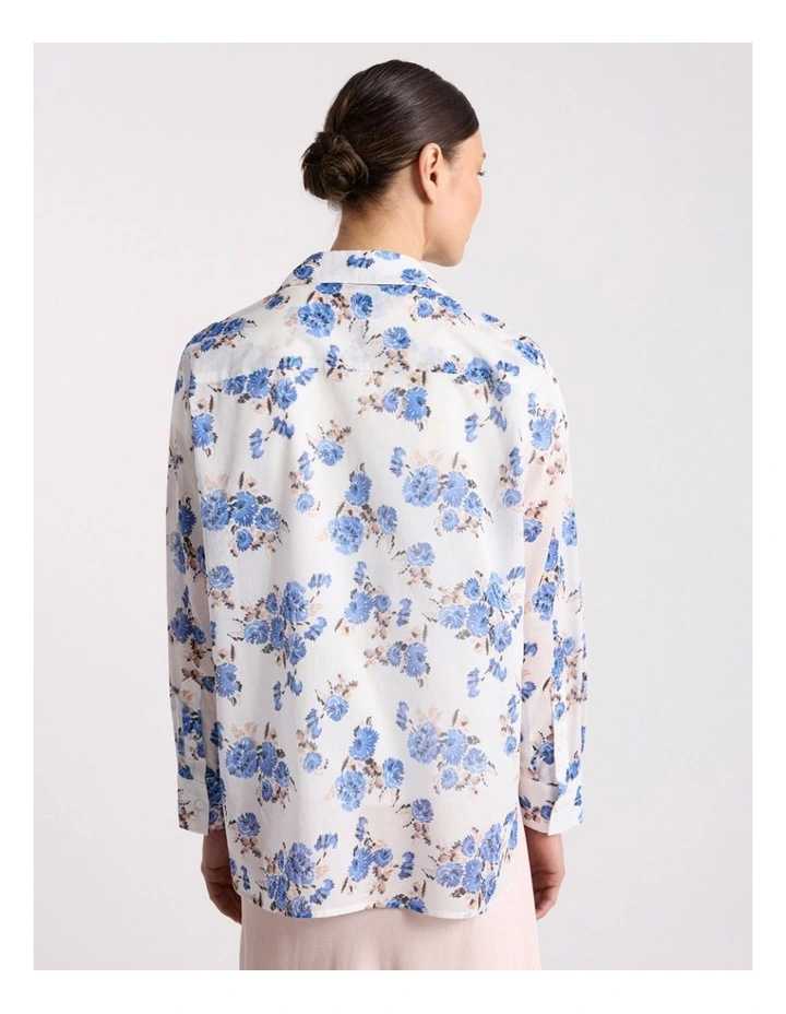Fran Cotton Shirt in Ivory Multi image 4