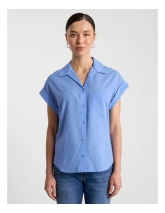 Kendra Cotton Shirt in Moonstone Blue