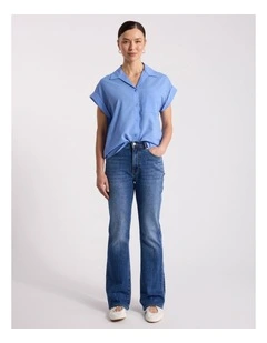 Kendra Cotton Shirt in Moonstone Blue