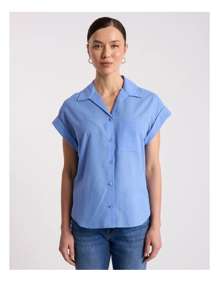 Kendra Cotton Shirt in Moonstone Blue image 2