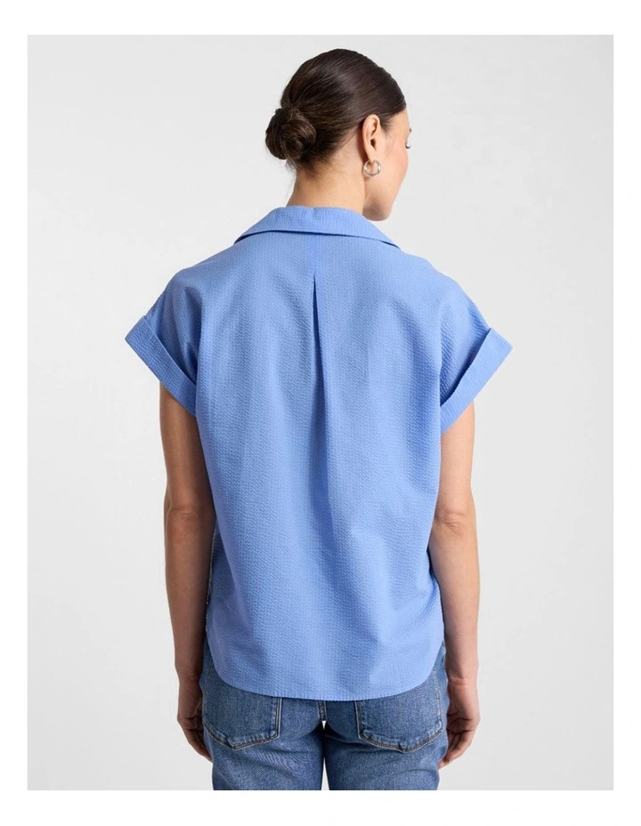 Kendra Cotton Shirt in Moonstone Blue image 3