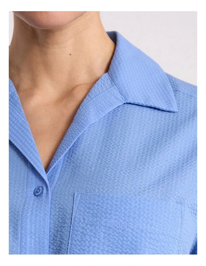Kendra Cotton Shirt in Moonstone Blue image 3