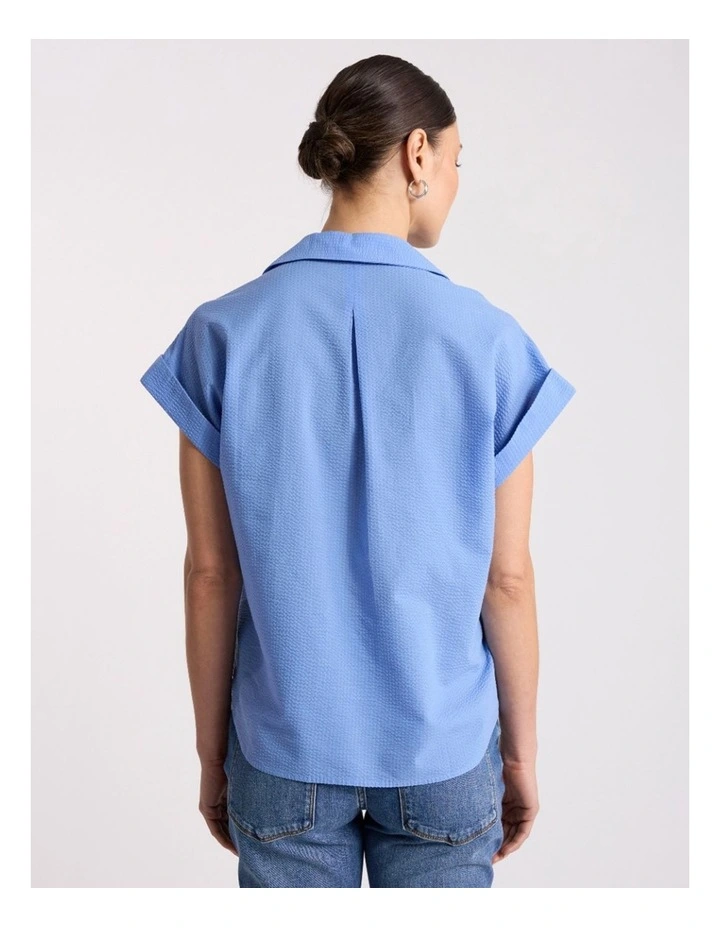 Kendra Cotton Shirt in Moonstone Blue image 4