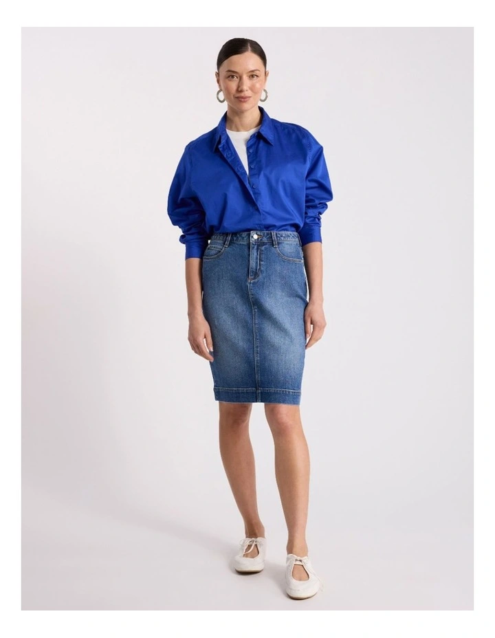 Perrie Cotton Shirt in Cerulean Blue image 1