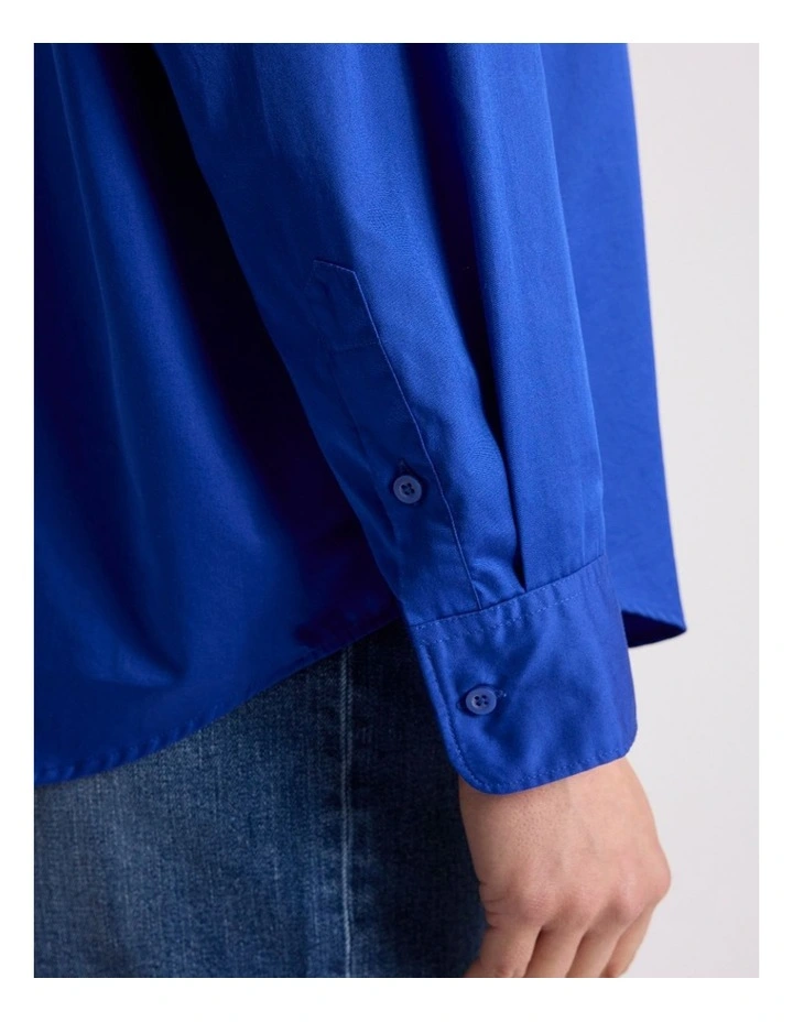 Perrie Cotton Shirt in Cerulean Blue image 4