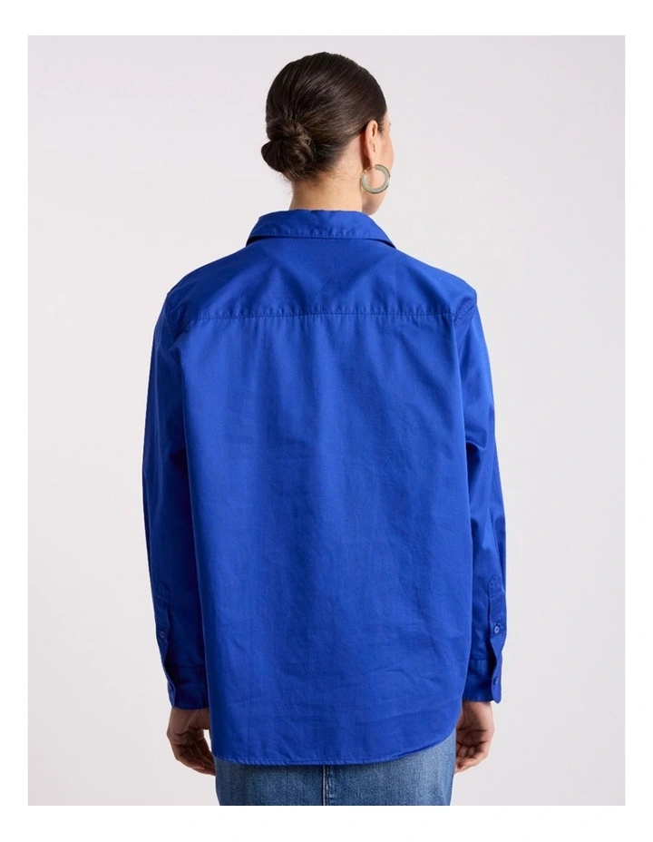 Perrie Cotton Shirt in Cerulean Blue image 5