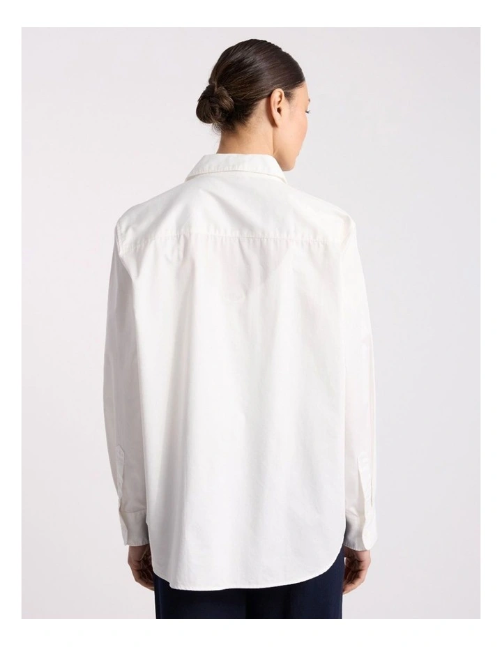Perrie Cotton Shirt in Ivory image 4