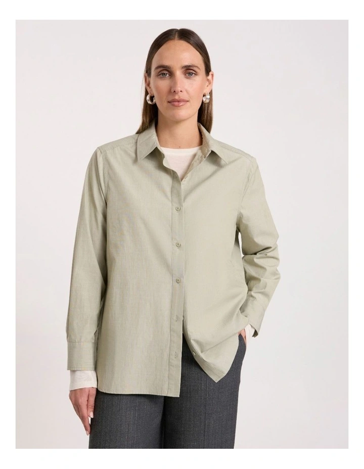 Carlyle Cotton Shirt in Mojito Green image 2