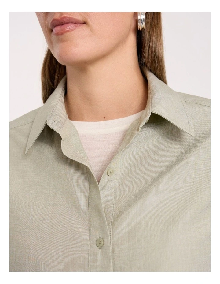 Carlyle Cotton Shirt in Mojito Green image 3