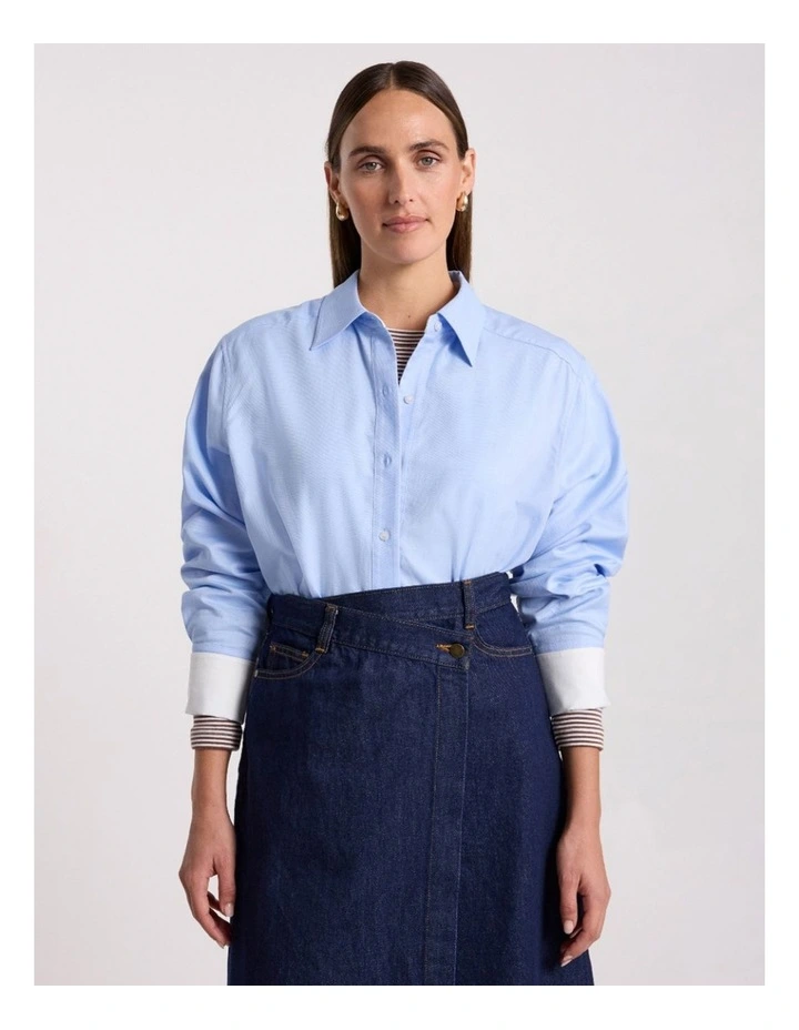 Jessica Cotton Shirt in Light Blue image 2