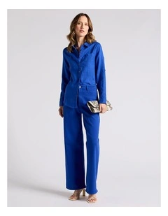 Elias Linen Shirt in Cobalt