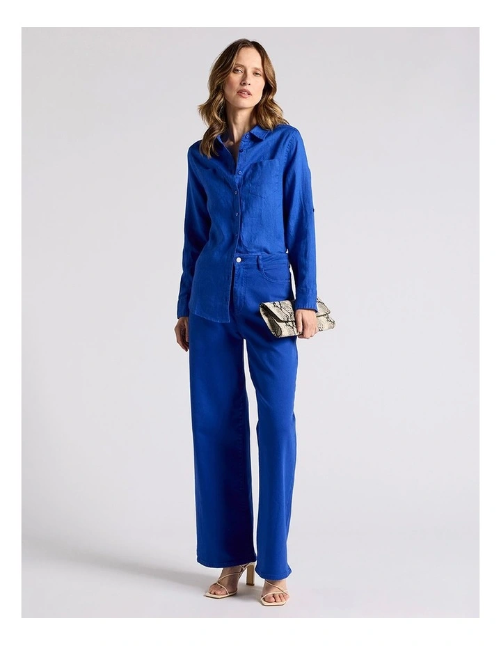 Elias Linen Shirt in Cobalt image 1