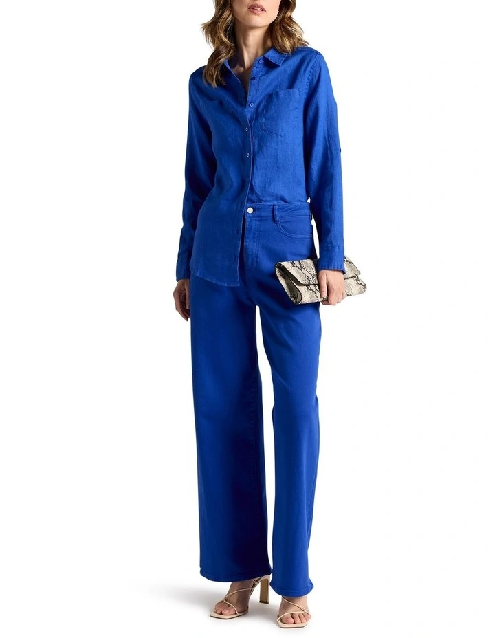 Elias Linen Shirt in Cobalt image 2