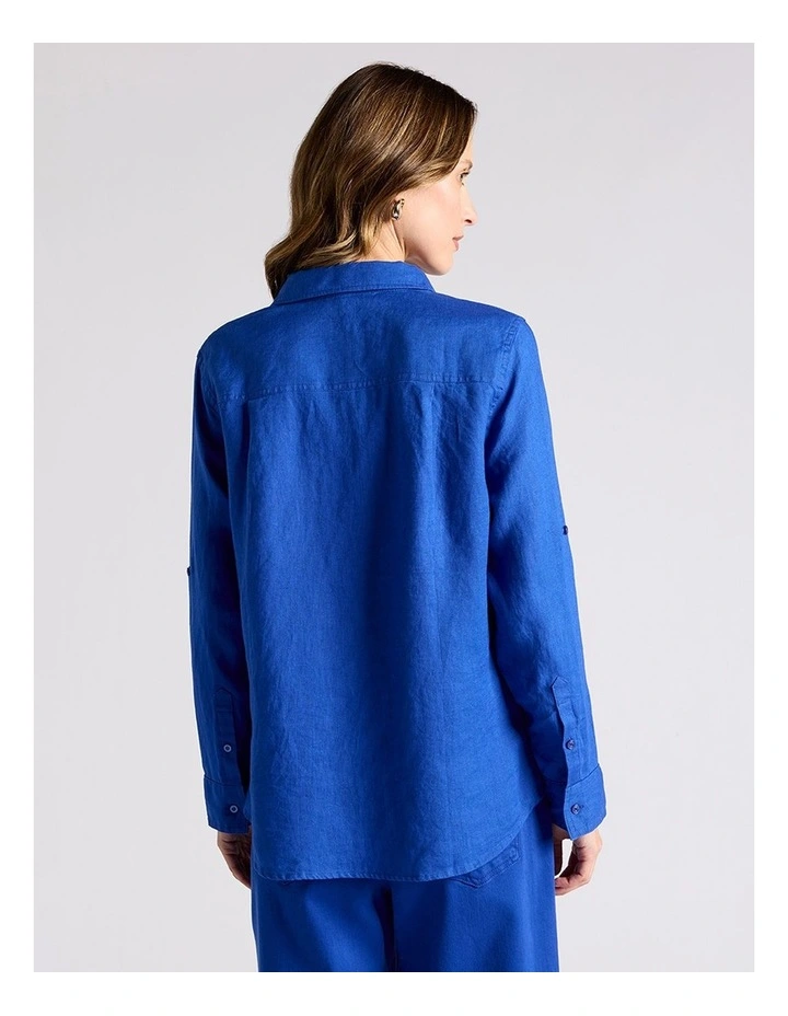 Elias Linen Shirt in Cobalt image 3