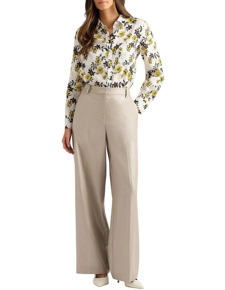 Theia Linen Shirt in White Multi image 4