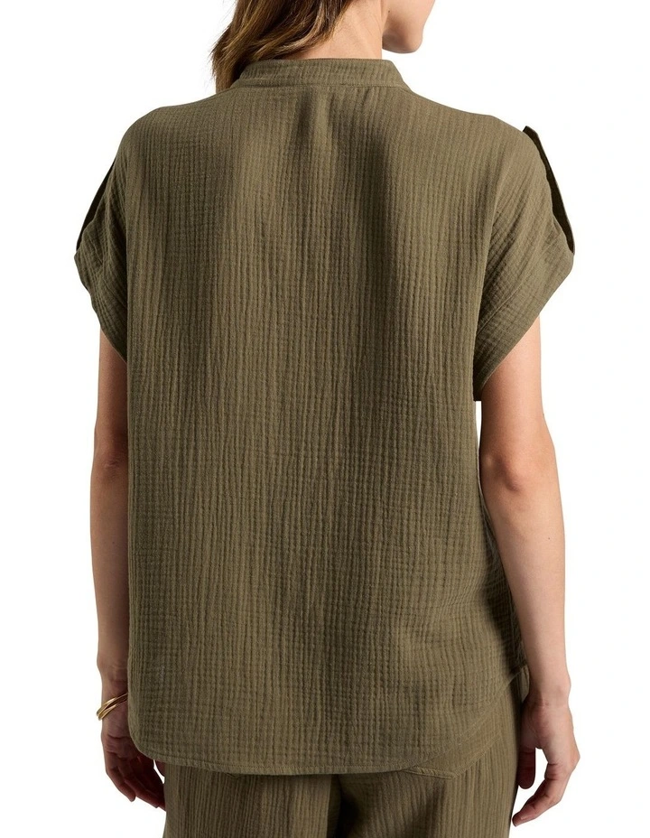 Maurine Cotton Crinkle Shirt in Moss image 4