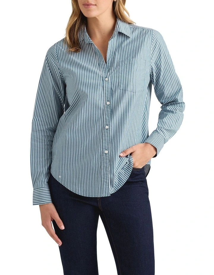 Rochelle Cotton Shirt in Peacock Stripe image 1