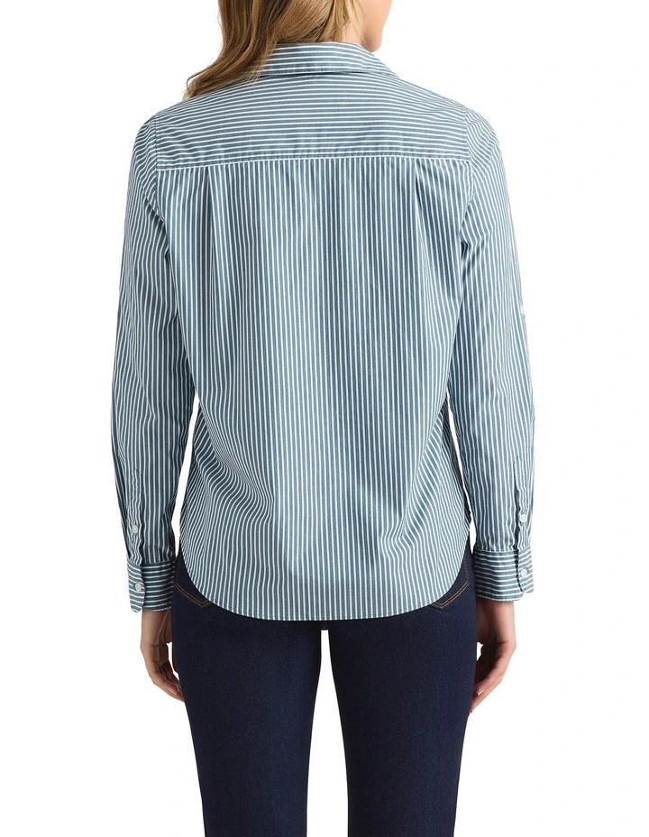 Rochelle Cotton Shirt in Peacock Stripe image 2