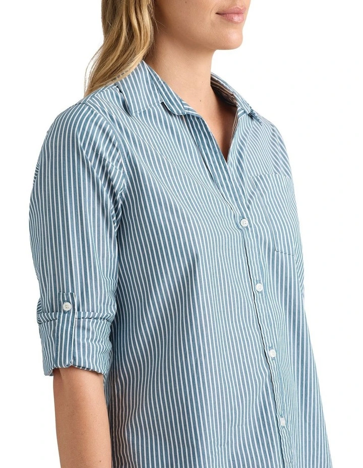 Rochelle Cotton Shirt in Peacock Stripe image 3