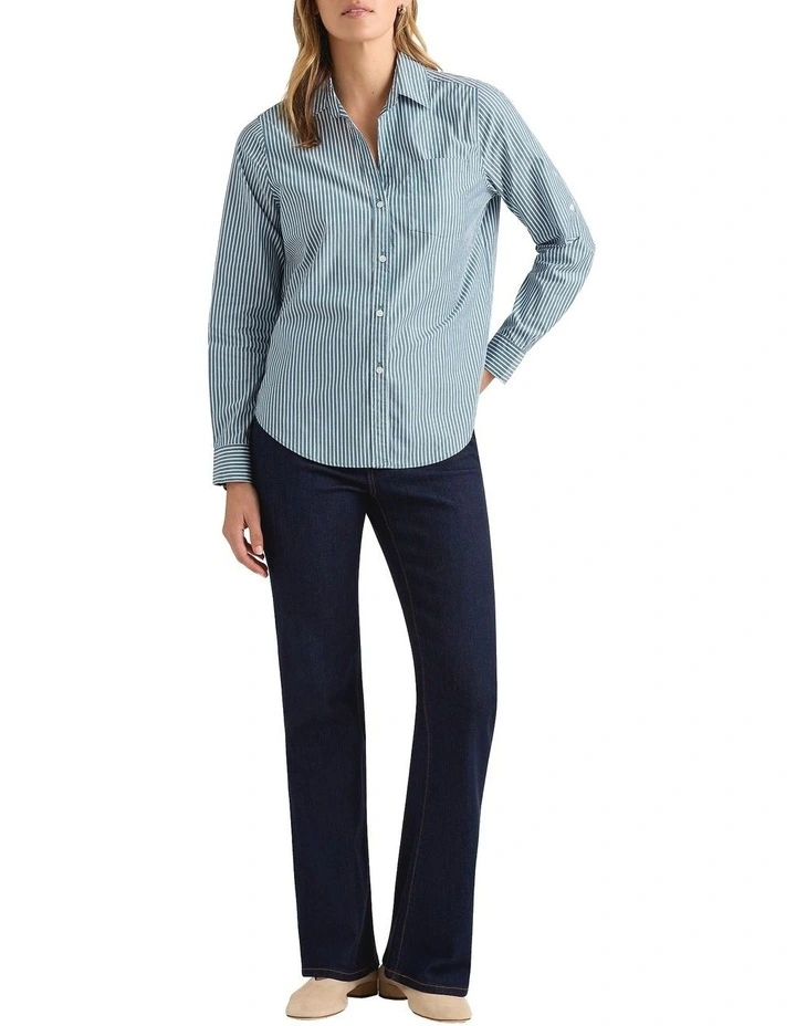Rochelle Cotton Shirt in Peacock Stripe image 4