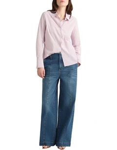 Meyline Cotton Shirt in Mauve Stripe