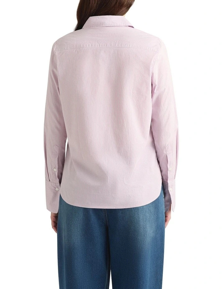 Meyline Cotton Shirt in Mauve Stripe image 4
