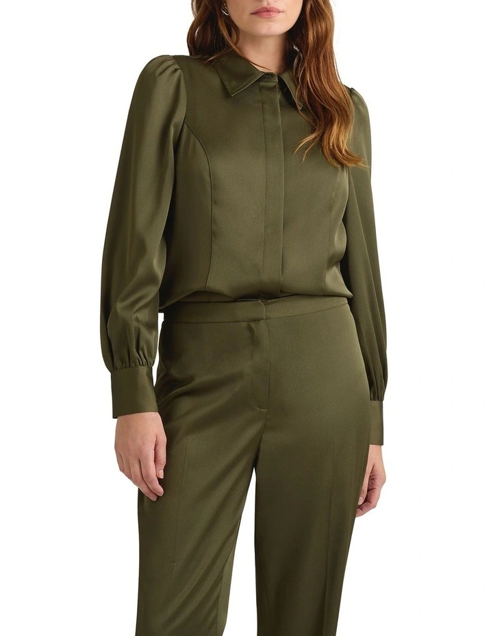 Valencia Crepe Shirt in Olive image 2
