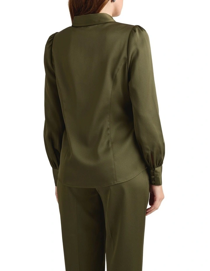 Valencia Crepe Shirt in Olive image 3