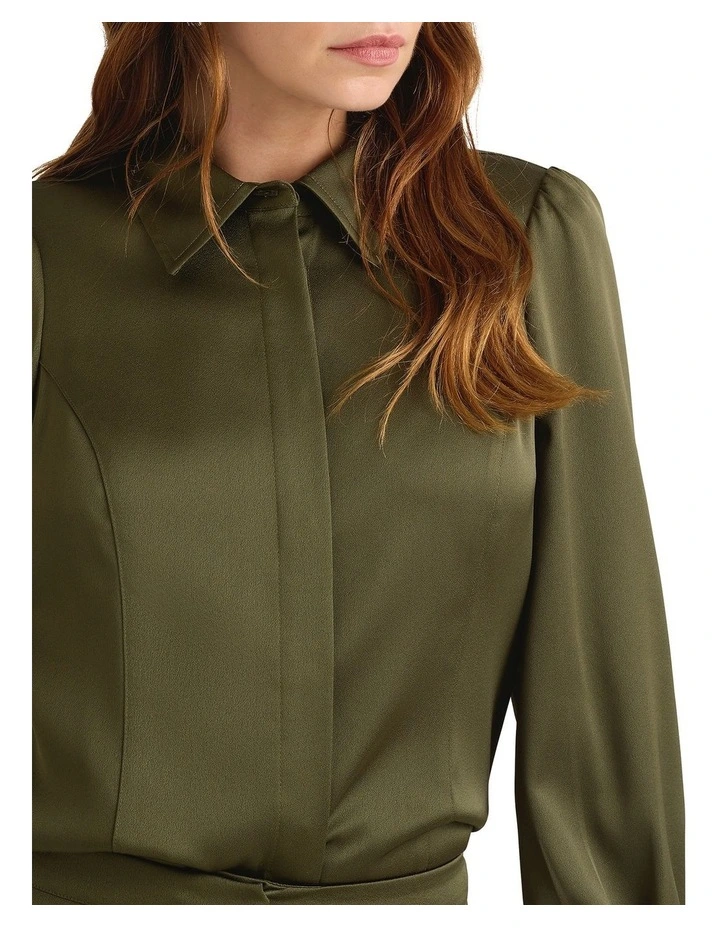 Valencia Crepe Shirt in Olive image 4