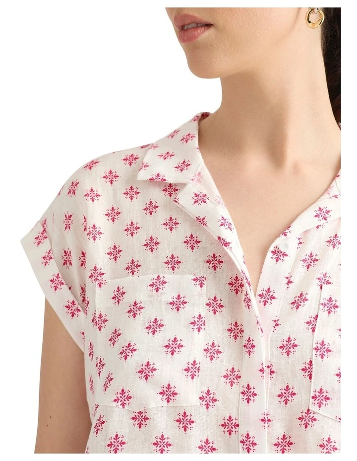 Kali Linen Shirt in Raspberry Spot image 3
