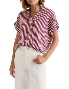 Niccolo Shirt in Mangosteen Stripe