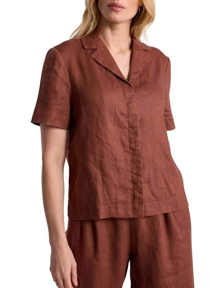 Leslie Linen Shirt in Terracotta image 1