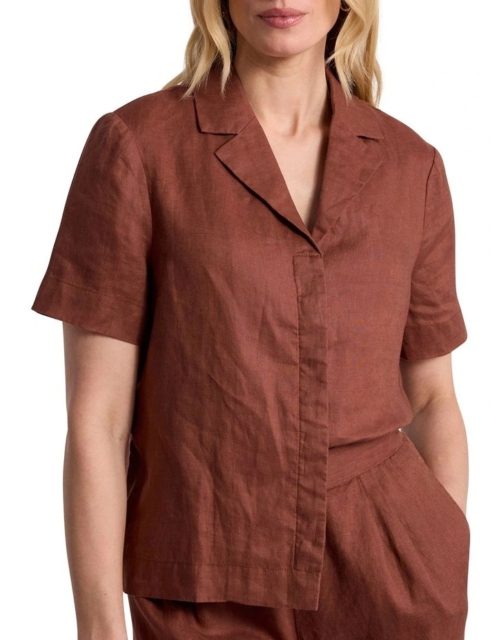 Leslie Linen Shirt in Terracotta image 4