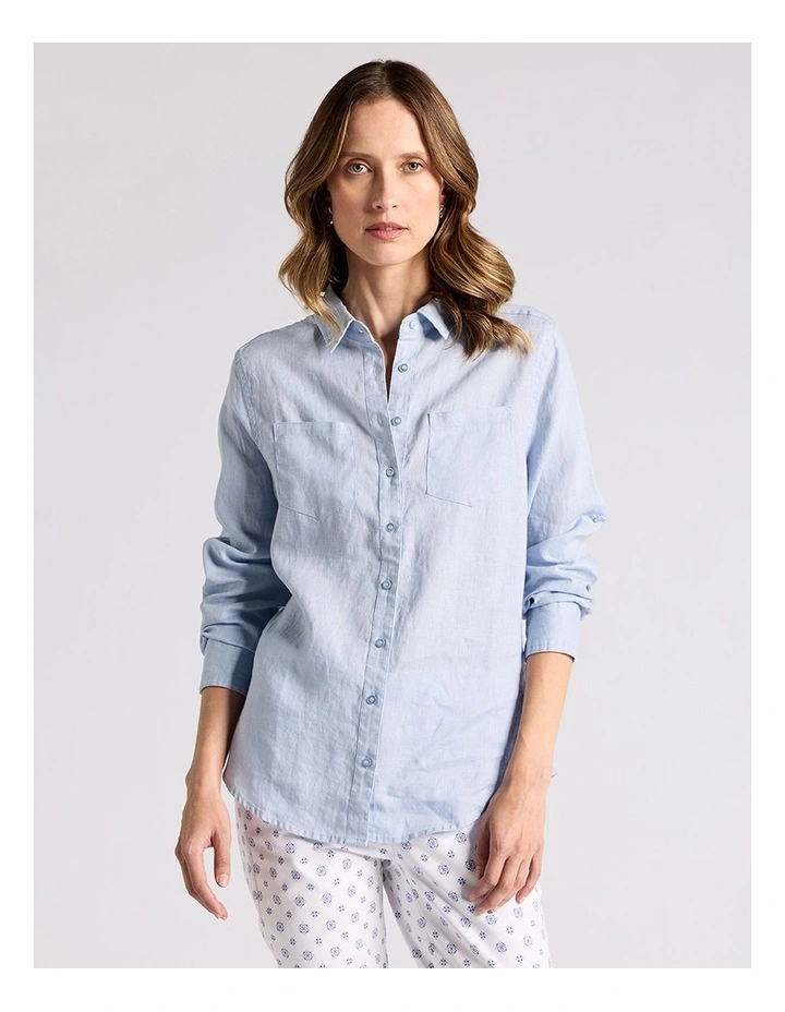 Elias Linen Shirt in Sky Blue image 2