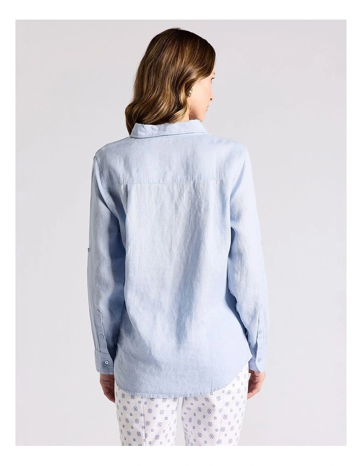 Elias Linen Shirt in Sky Blue image 4