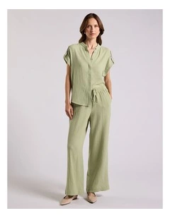 Maurine Cotton Crinkle Shirt in Sage